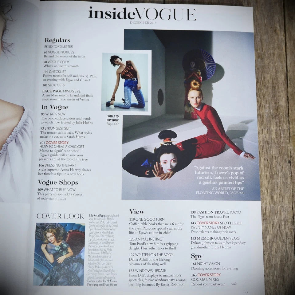 Vogue Magazine December 2016, Lily Rose Depp, Japan Fashion Photoshoot