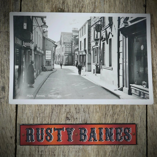 Postcard, Sedburgh, Main Street, Shops/AA Sign, Real Photo