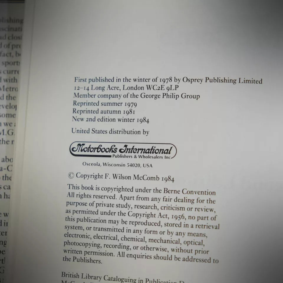 MG, McComb, New Revised Edition, Classic British Sports Cars, MGB Etc. Hardcover