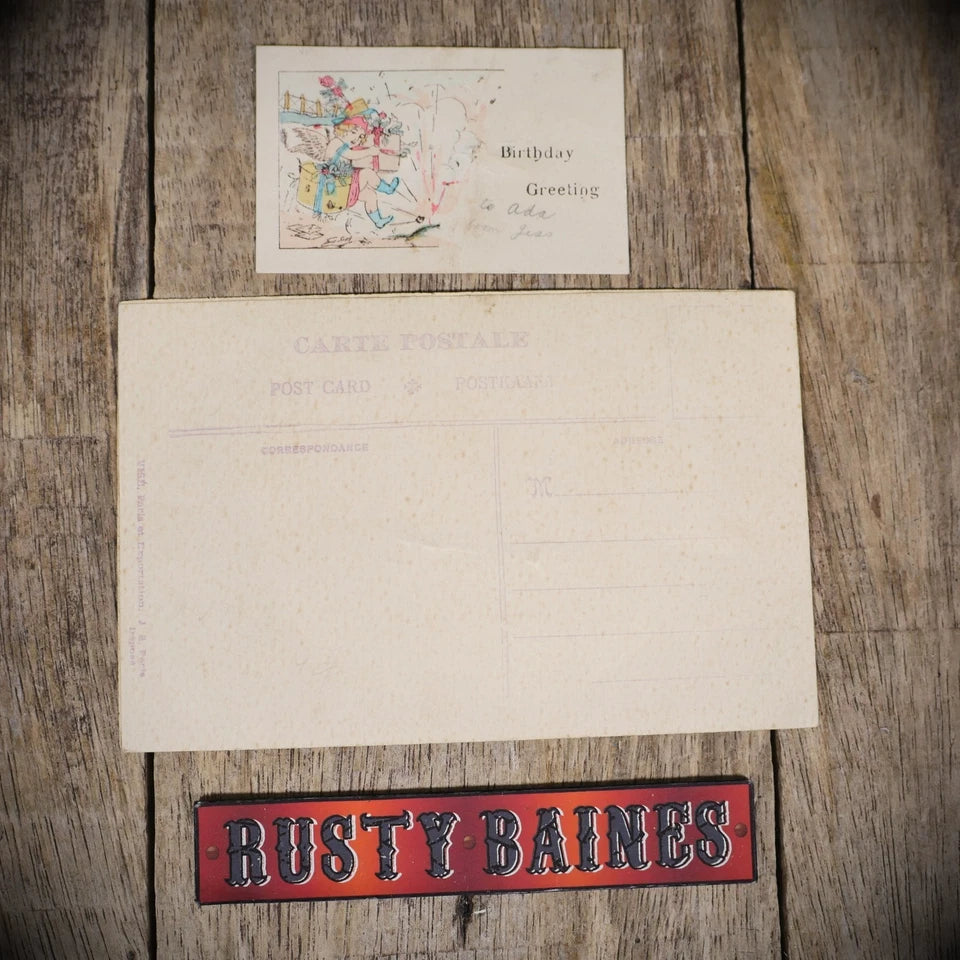 Postcard, WW1 Embroidered Silk, Absent Thoughts, Blue Flower