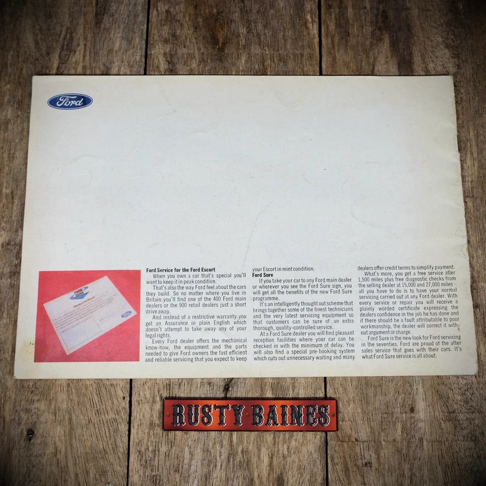 Car Brochure, Ford Escort Mk1 Undated, Saloon/Estate/XL/Sport/GT/XL/L