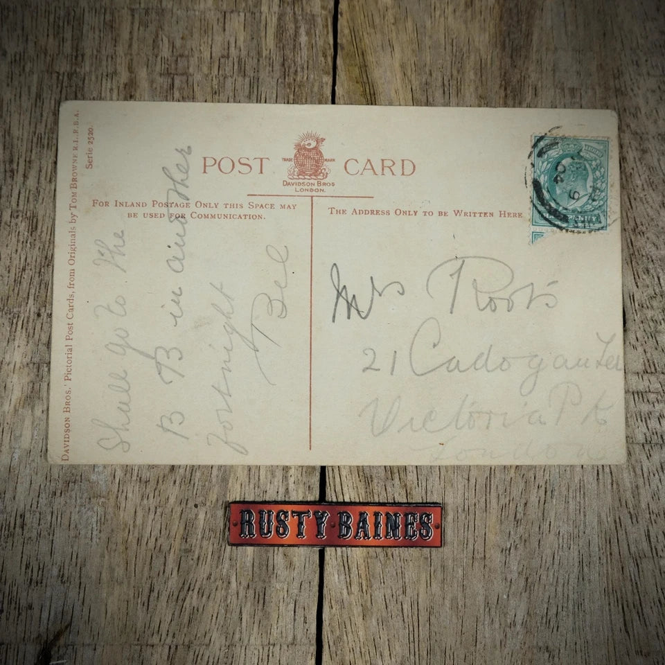 Postcard, Original Tom Browne, Goodbye Dolly, Black Maria Arrest Police