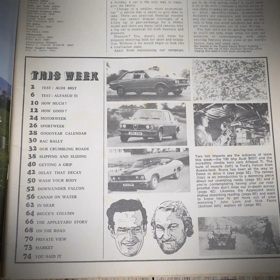 Back Issue Magazine Motor November 23 1974, Audi 80 GT, Alfasud Ti, Rustproofing