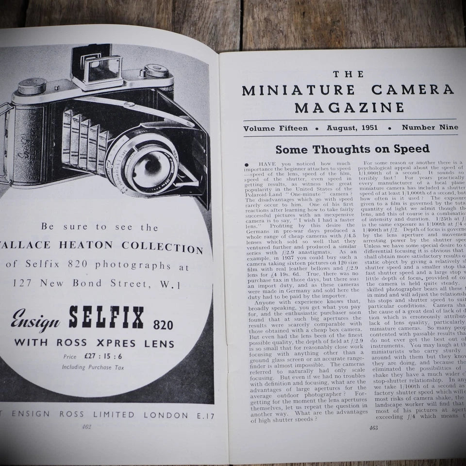 Vintage The Miniature Camera Pocket Magazine, Aug 1951