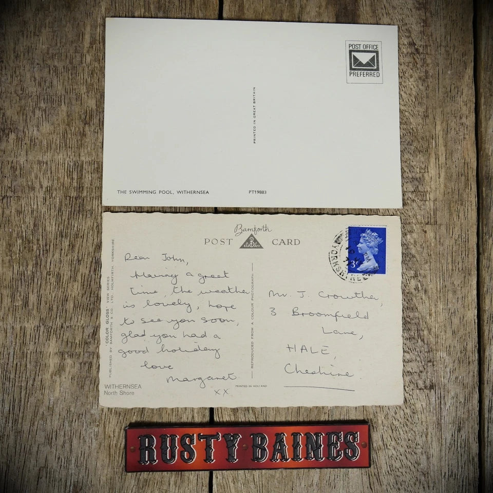 Postcards x2 Withernsea Retro/Vintage Views, Pool/Beach, Printed