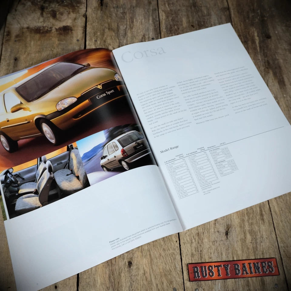 Sales Brochure, Vauxhall 1998 Range, Corsa, Astra, Tigra, Vectra Etc