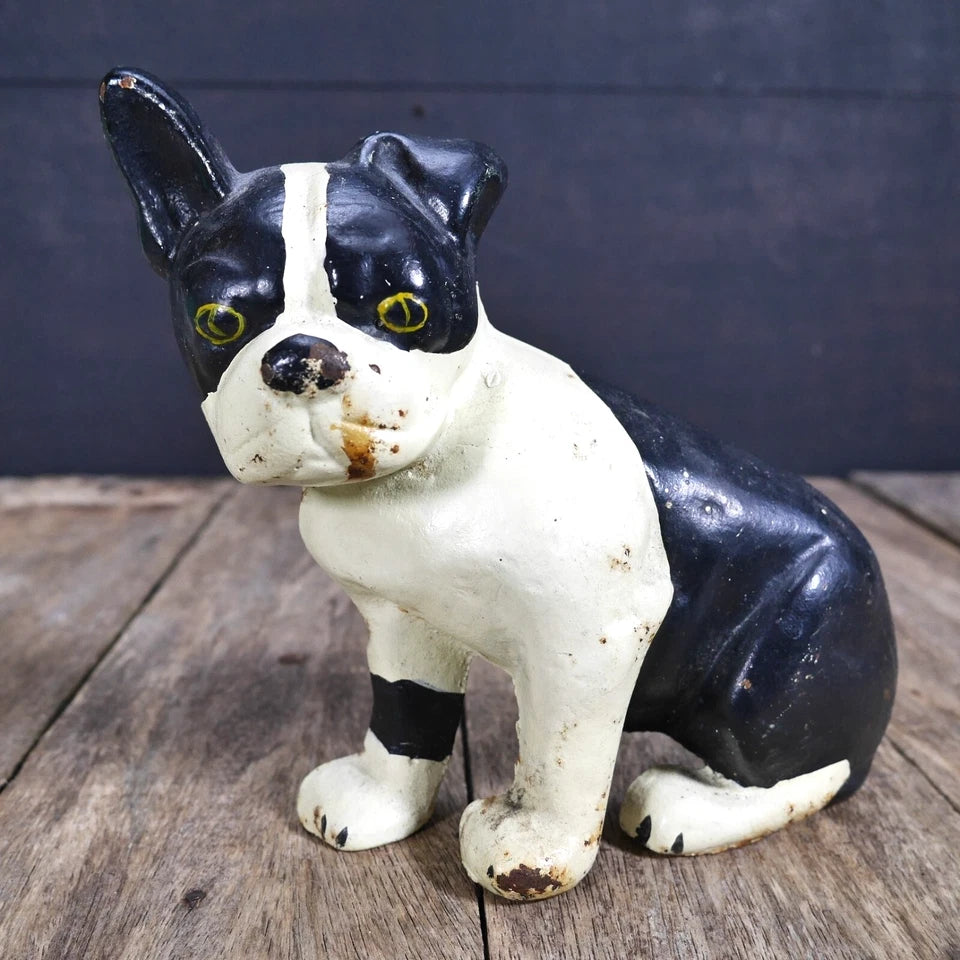 Vintage Cast Iron Dog Door Stop Boston Terrier