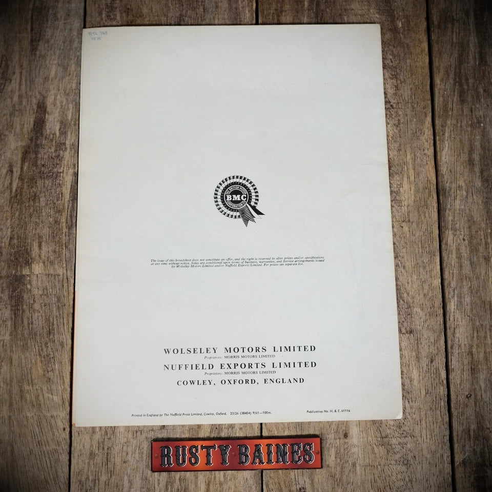 Car Brochure, Wolseley Hornet 1961, Quad-Fold Poster Style