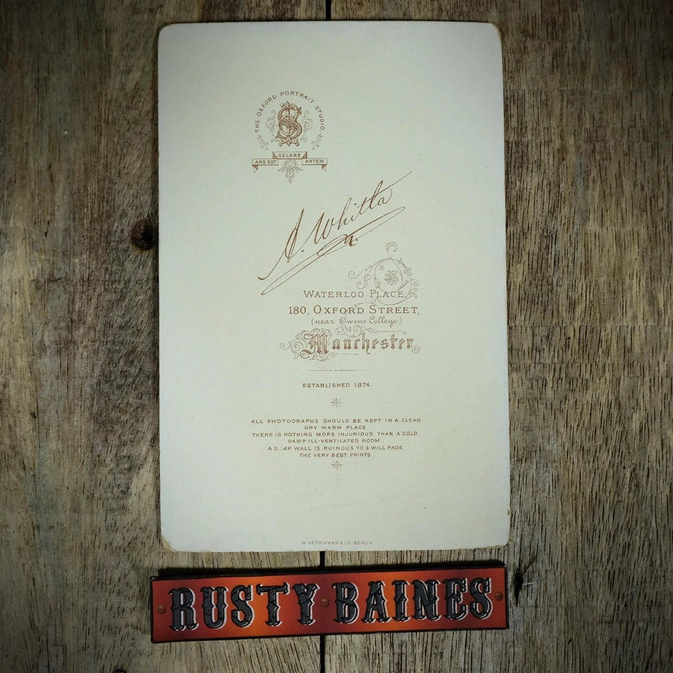 Cabinet Card Victorian Photo, Portrait of Man Hipster Moustache, Manchester