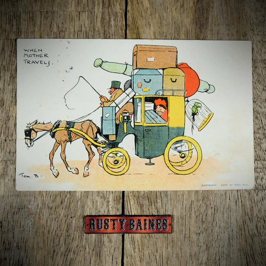 Postcard, Comic/Humour, Tom Browne, Overloaded Coach & Horses