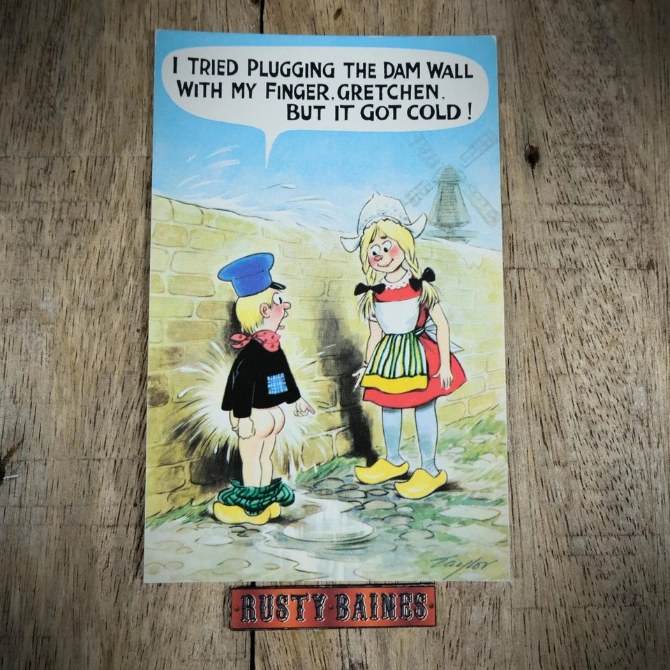Postcard,Bamforth Comic, Dutch Couple, Leaking Dam, Innuendo