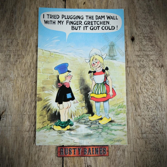 Postcard,Bamforth Comic, Dutch Couple, Leaking Dam, Innuendo