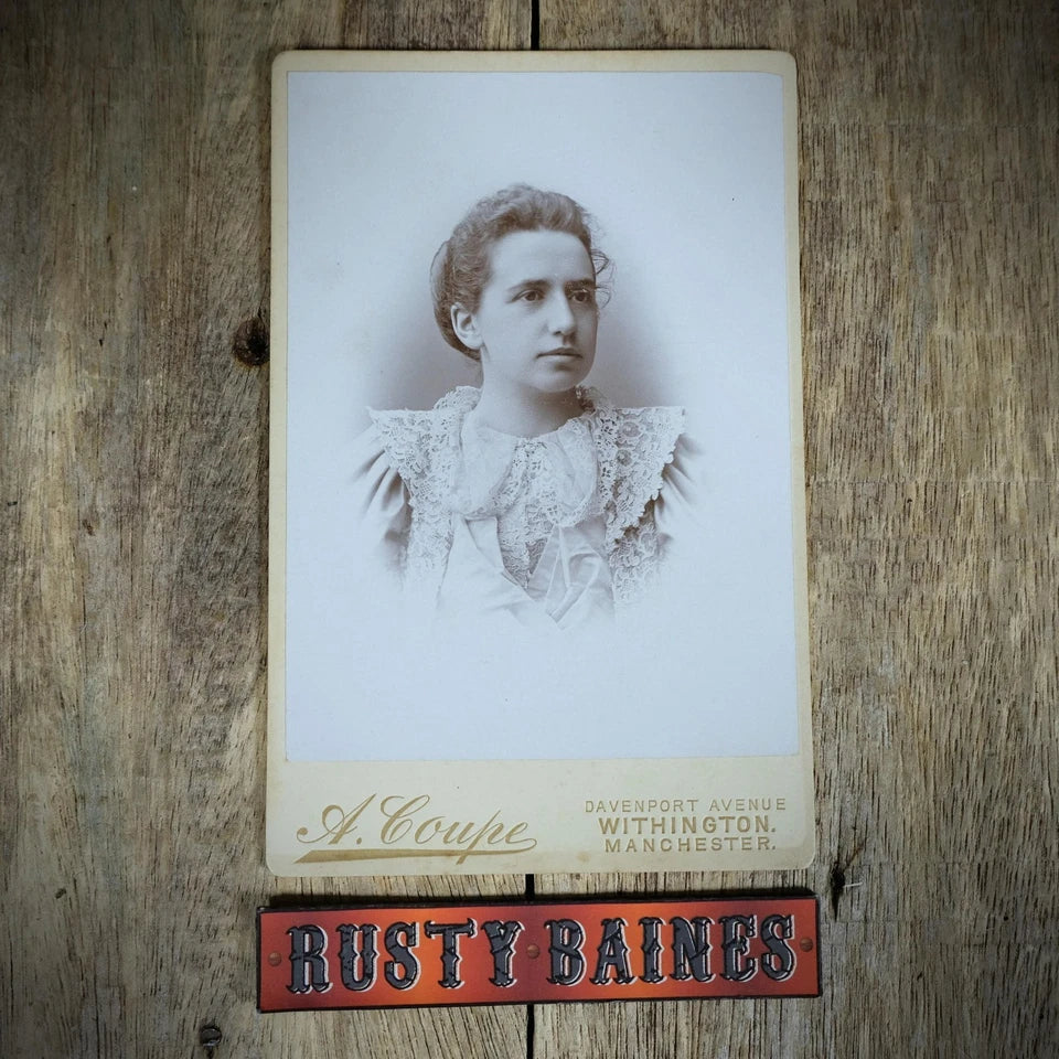 Cabinet Card Victorian Photo, Portrait of Lady in Dress, Coupe of Withington