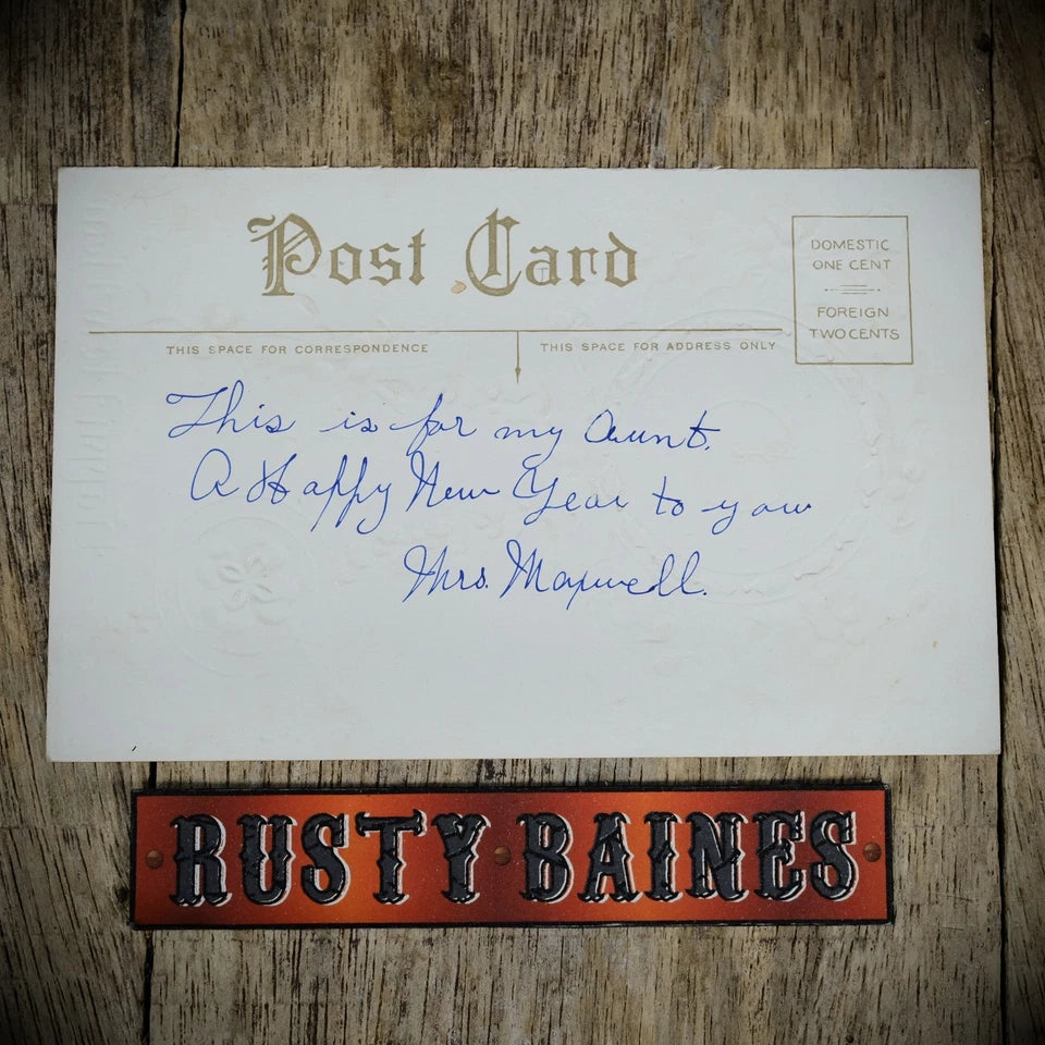 Postcard, Better Greetings, New Year, Holly Pendulum Clock, Printed