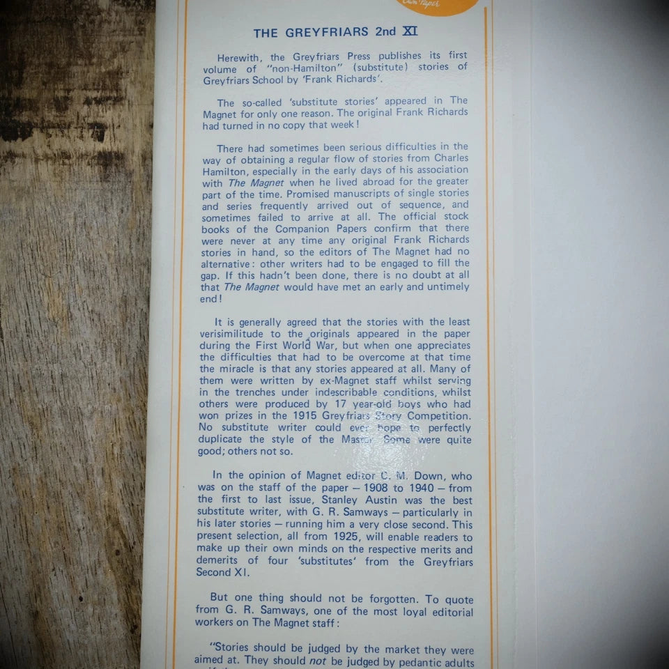 Magnet Volume No.71, The Greyfriars Second Eleven, Frank Richards 1979 Hardback