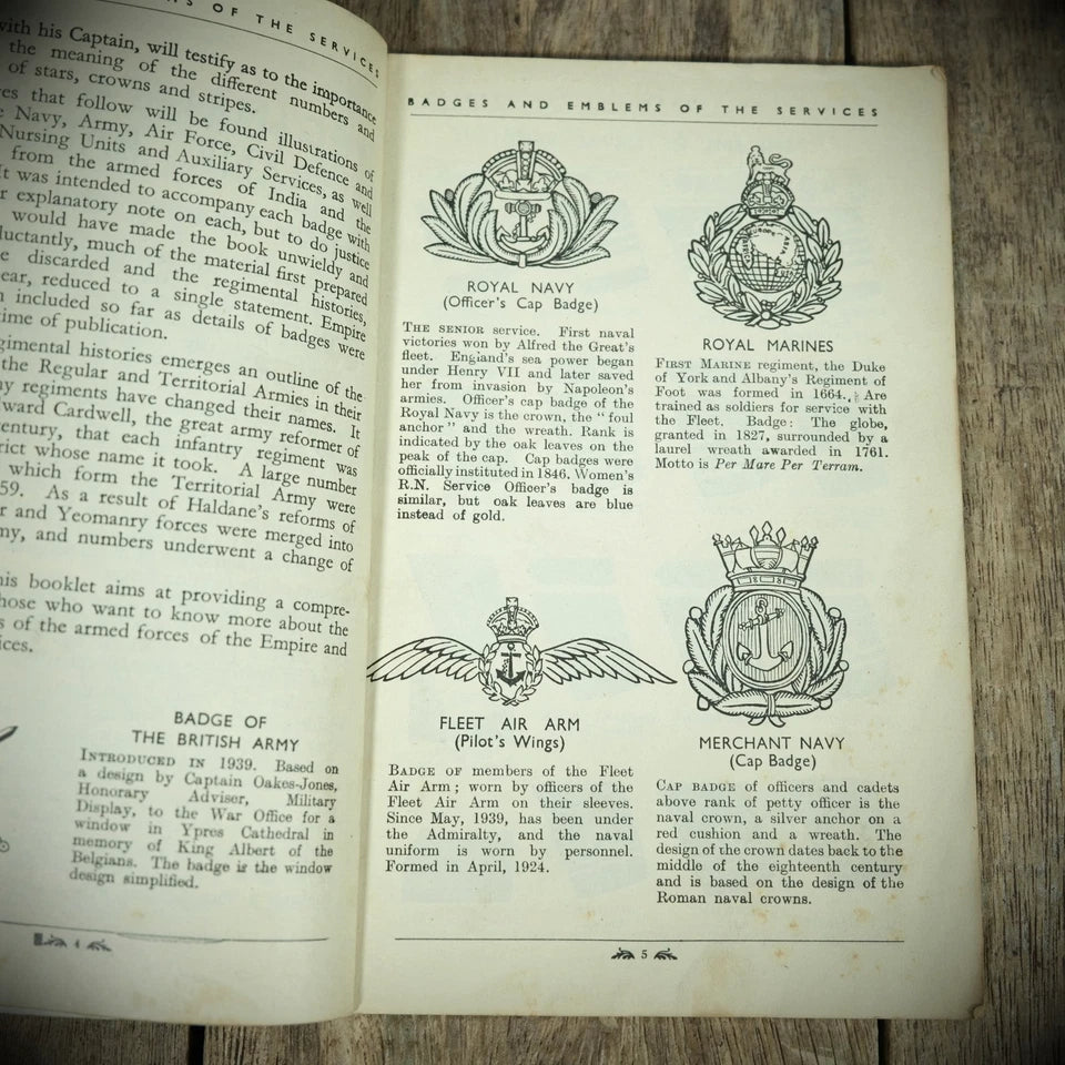 Badges and Emblems of the Services, WW2/1940 Original Booklet