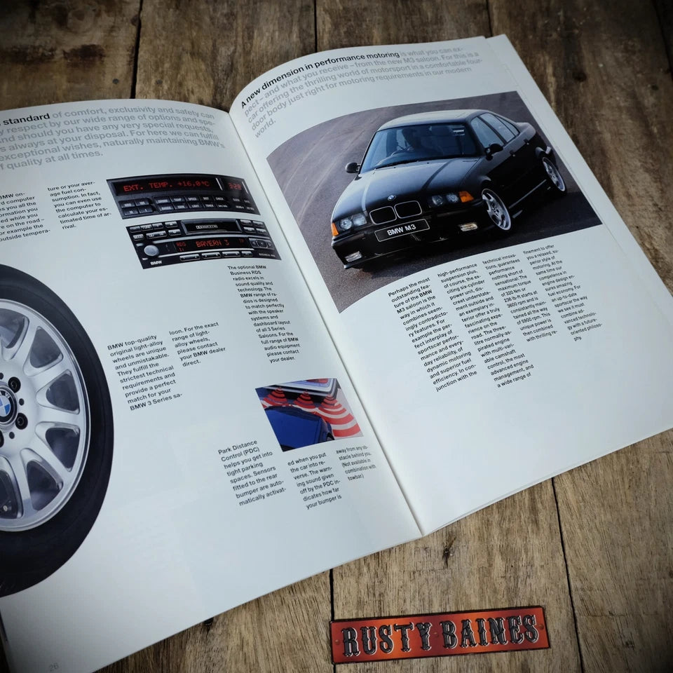 Sales Brochure, BMW 3 Series Saloon, UK 1995, Colours, Specs Etc.