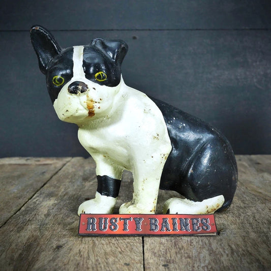 Vintage Cast Iron Dog Door Stop Boston Terrier
