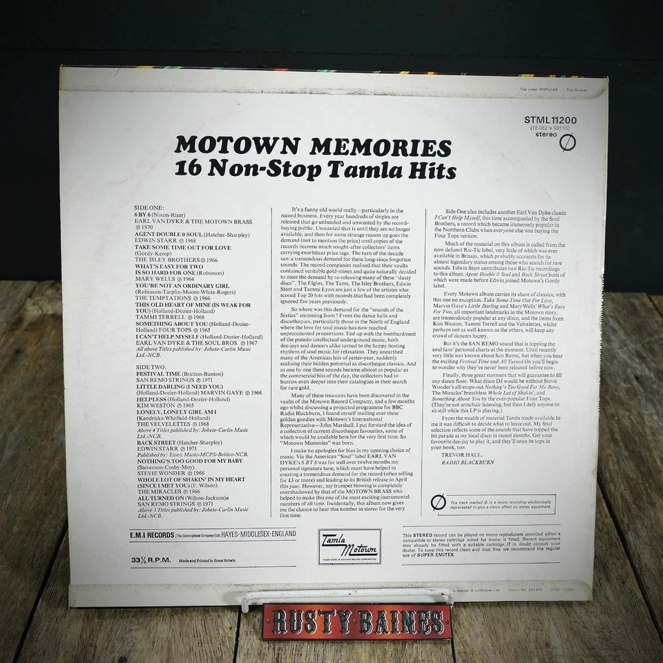 Record LP Album, 16 Non-Stop Tamla Motown Hits, STML 11200