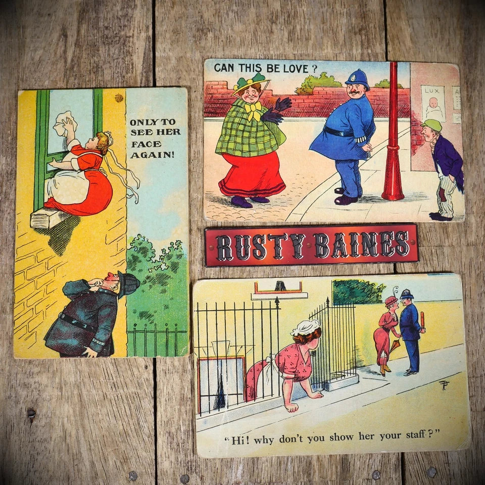 Postcard Bundle, Comic, Naughty Policeman, Flirting