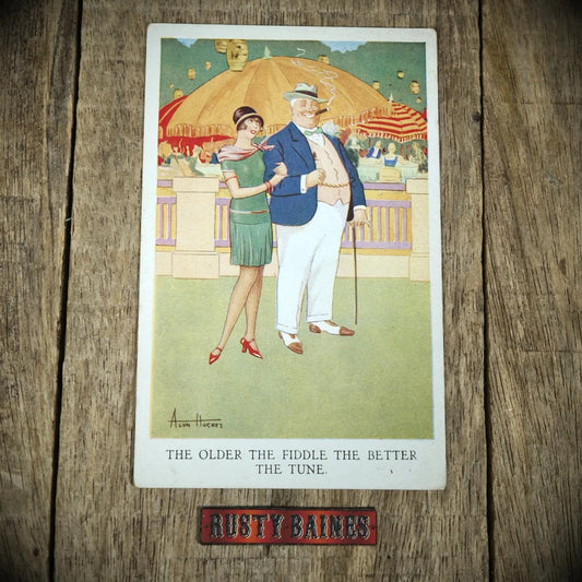 Postcard, Comic, The Older the Fiddle, Better the Tune, Flapper Girl