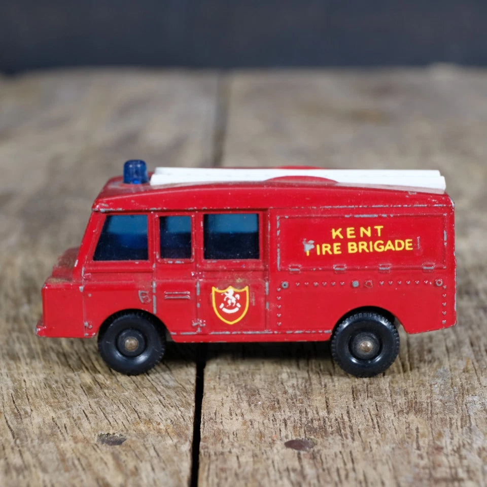 Original Vintage Matchbox/Lesney Land Rover Fire Truck, Kent Brigade, No Box
