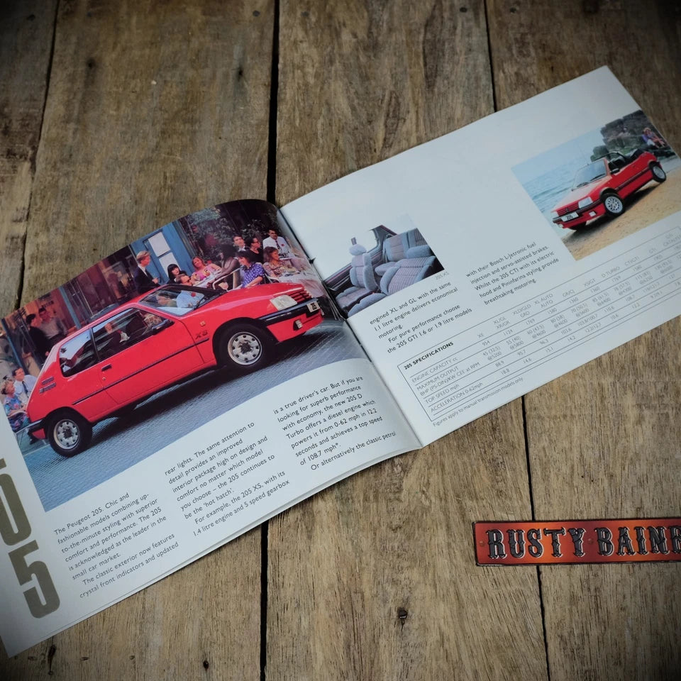 Sales Brochure, Peugeot 1990 UK Range, 205, 309, 405, 505, 605