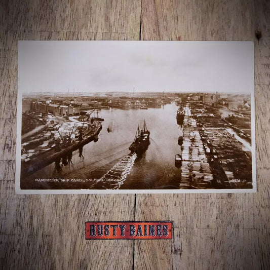 Antique Postcard, Manchester Ship Canal, Salford Docks, Real Photo