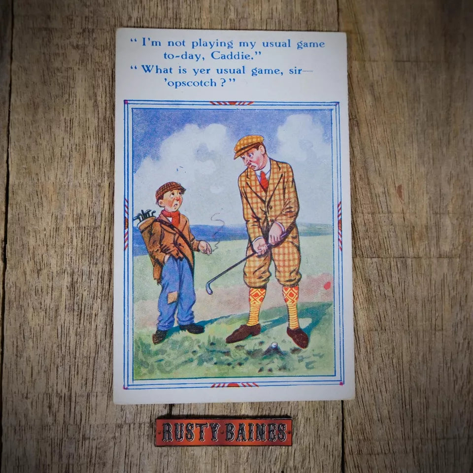 Vintage Postcard, Comic, Cheeky Caddie, Off Form Golfer