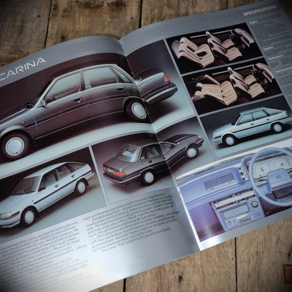 Car Brochure, Toyota Range 1986 UK, Celica, Corolla, Supra, Landcruiser Etc.