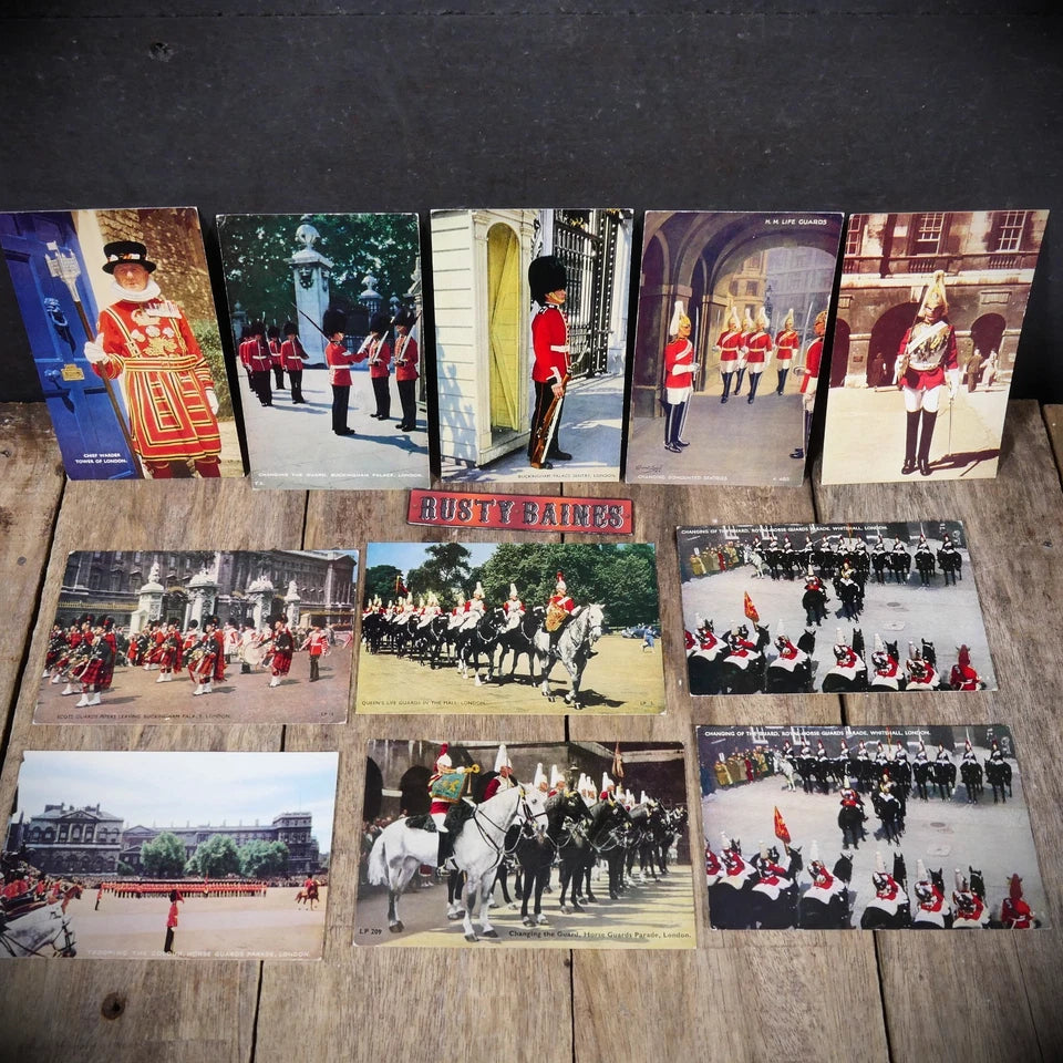Postcard Bundle, London, Royal Horse Guards, Scots Pipers, Warder Etc