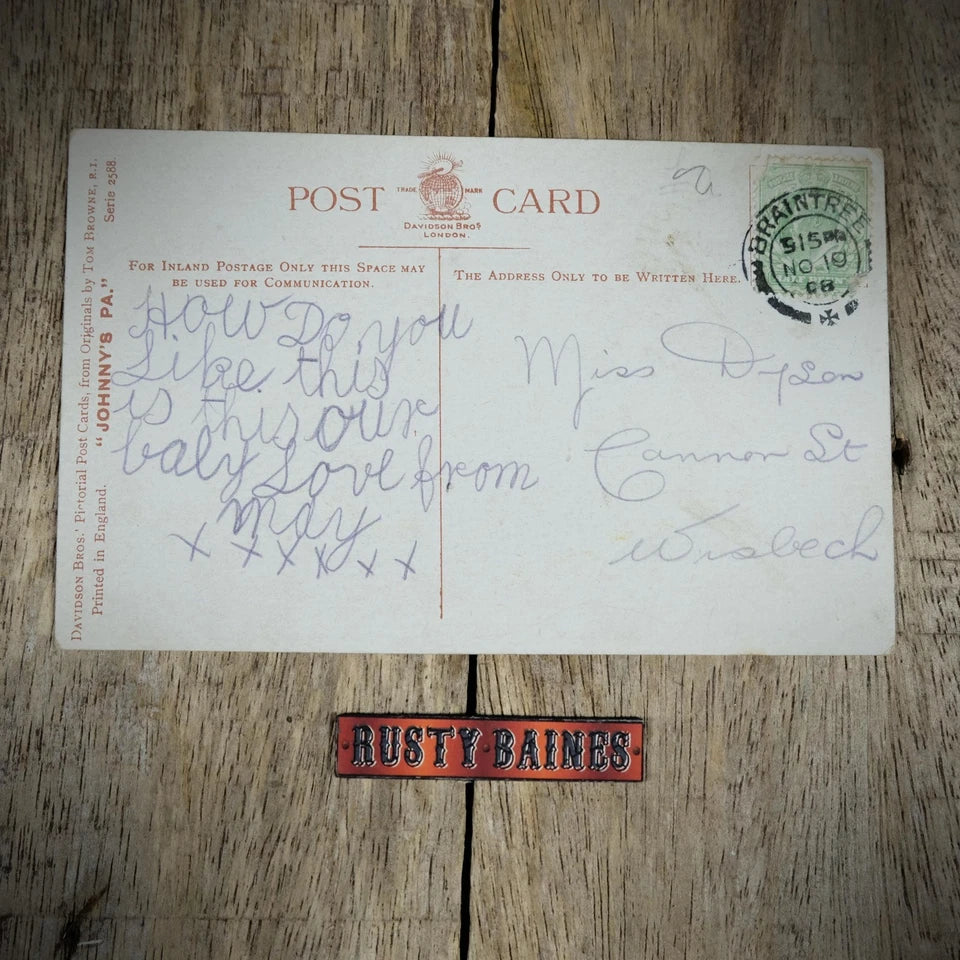 Postcard, Tom Browne Original, Johnny's Pa, Ladder Accident