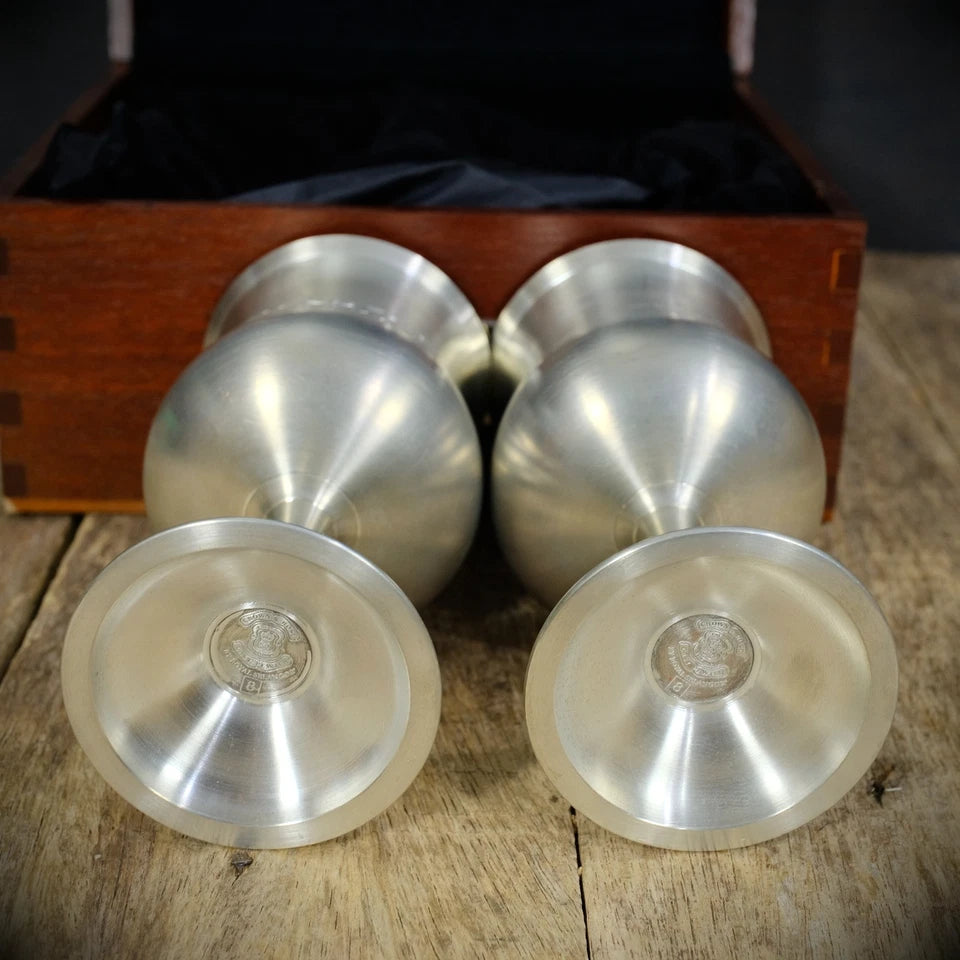 Leica Camera Fellowship Pewter Goblets, Crown & Rose, Royal Selangor, Wood Case