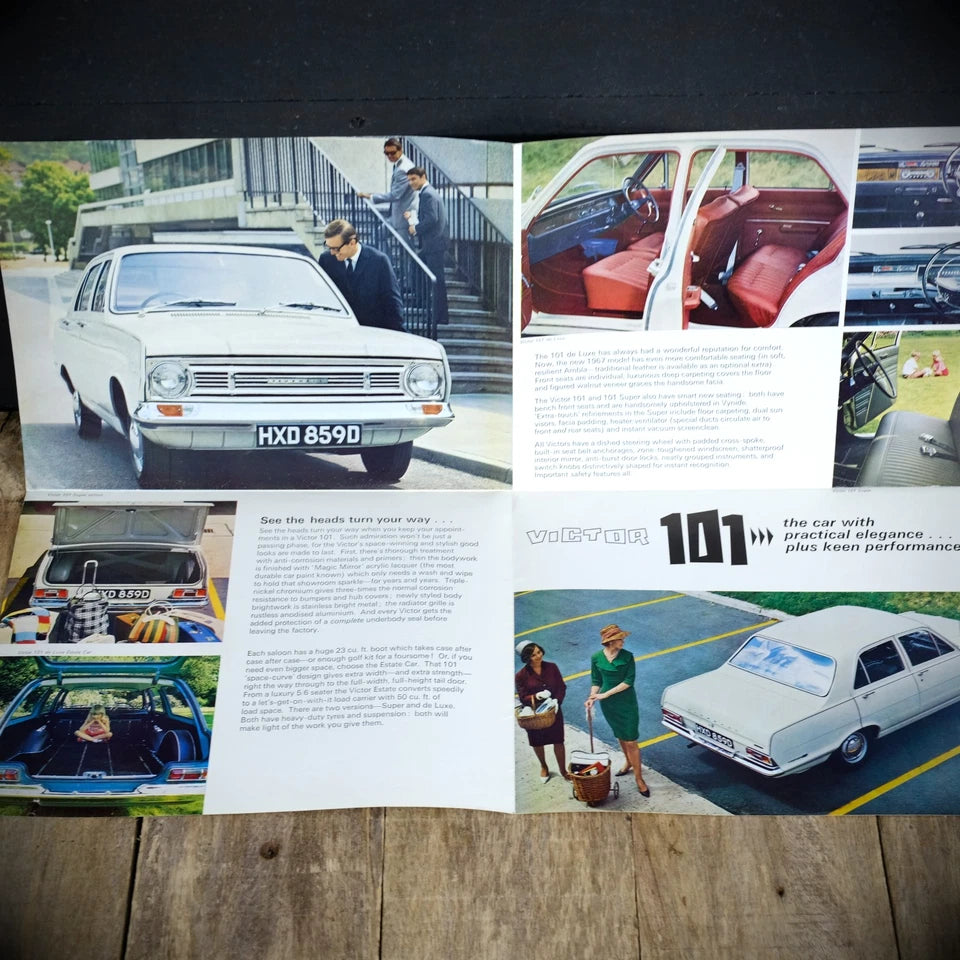Vintage Car Brochure, Vauxhall Victor 101 Saloon/Estate 1966, Poster Style