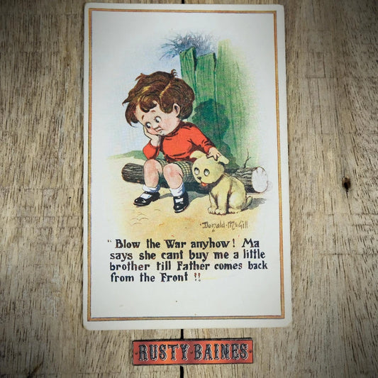Postcard, Donald McGill Comic, Inter Art WW1 Boy Wants a Brother