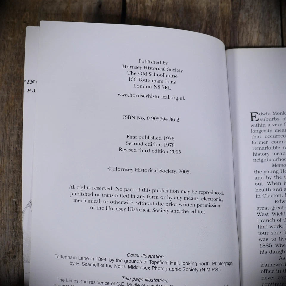 Edwin Monk, Memories of Hornsey, North London, 2005 Softcover Booklet