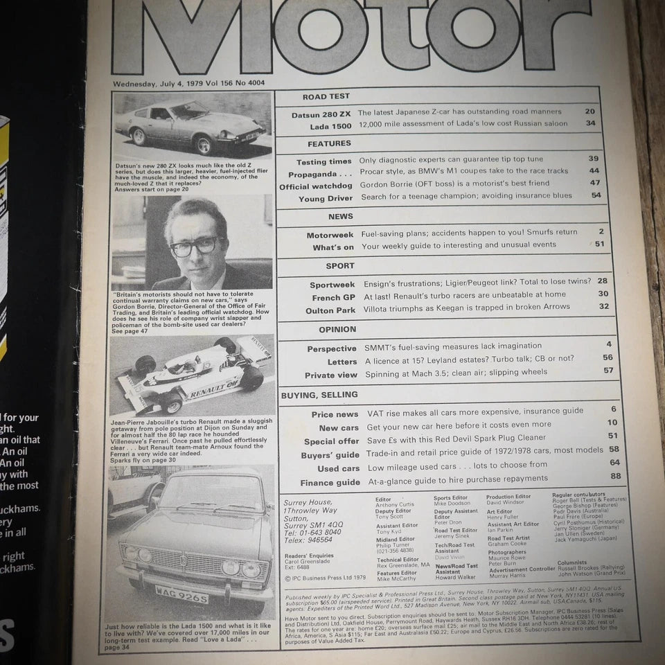 Back Issue Magazine Motor July 7 1979 Datsun 280 ZX, Lada 1500