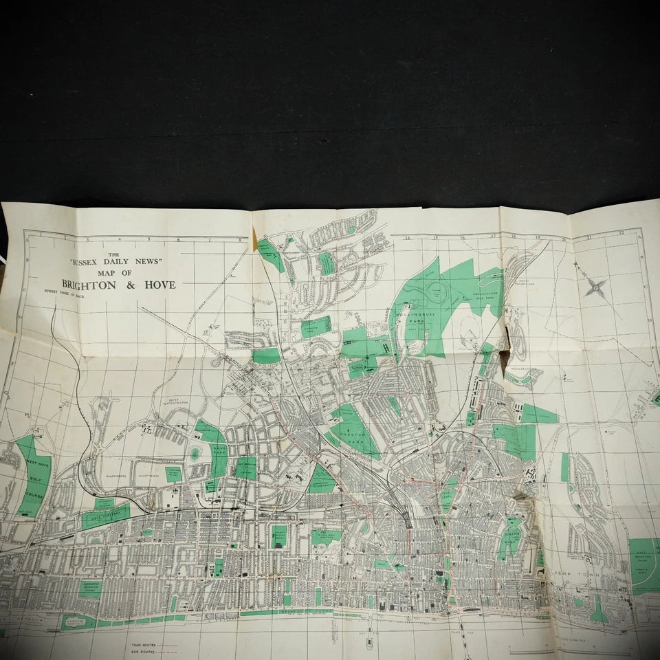 Vintage Sussex Daily News Map of Brighton and Hove