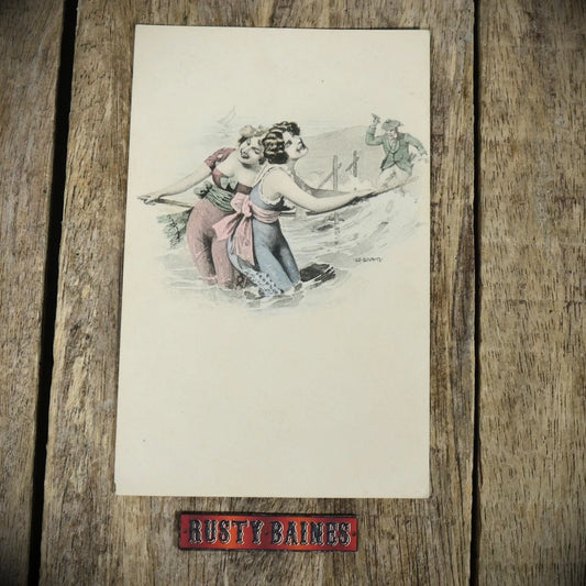 Postcard, Risque Bathing Beauty Ladies, W Braun Art, Early 1900s