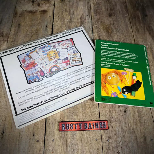 Vintage ITV Rainbow Party Pack & Things to Do Puppet Book, Cult Children's TV