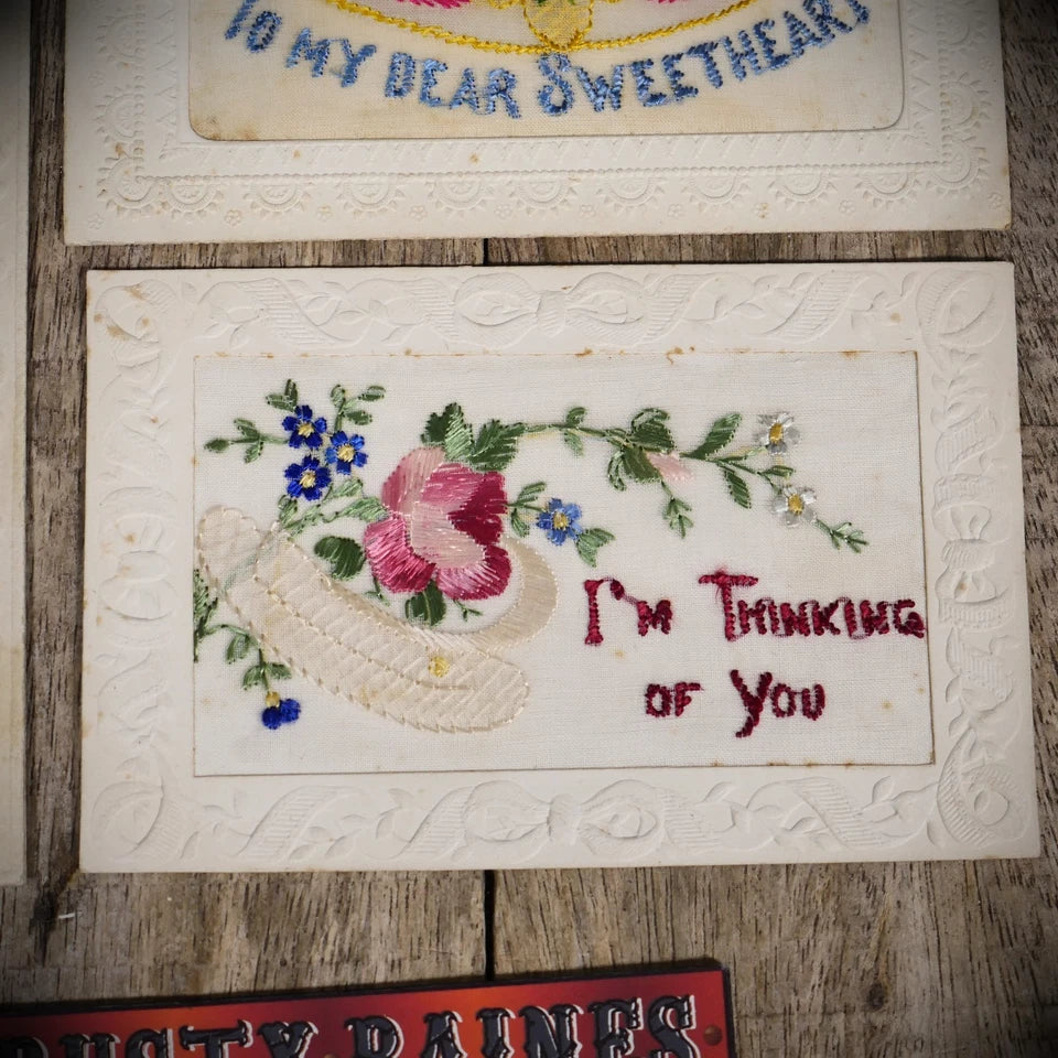 Postcard Bundle, WW1 Era Embroidered Silk Sweetheart/Sentimental x4