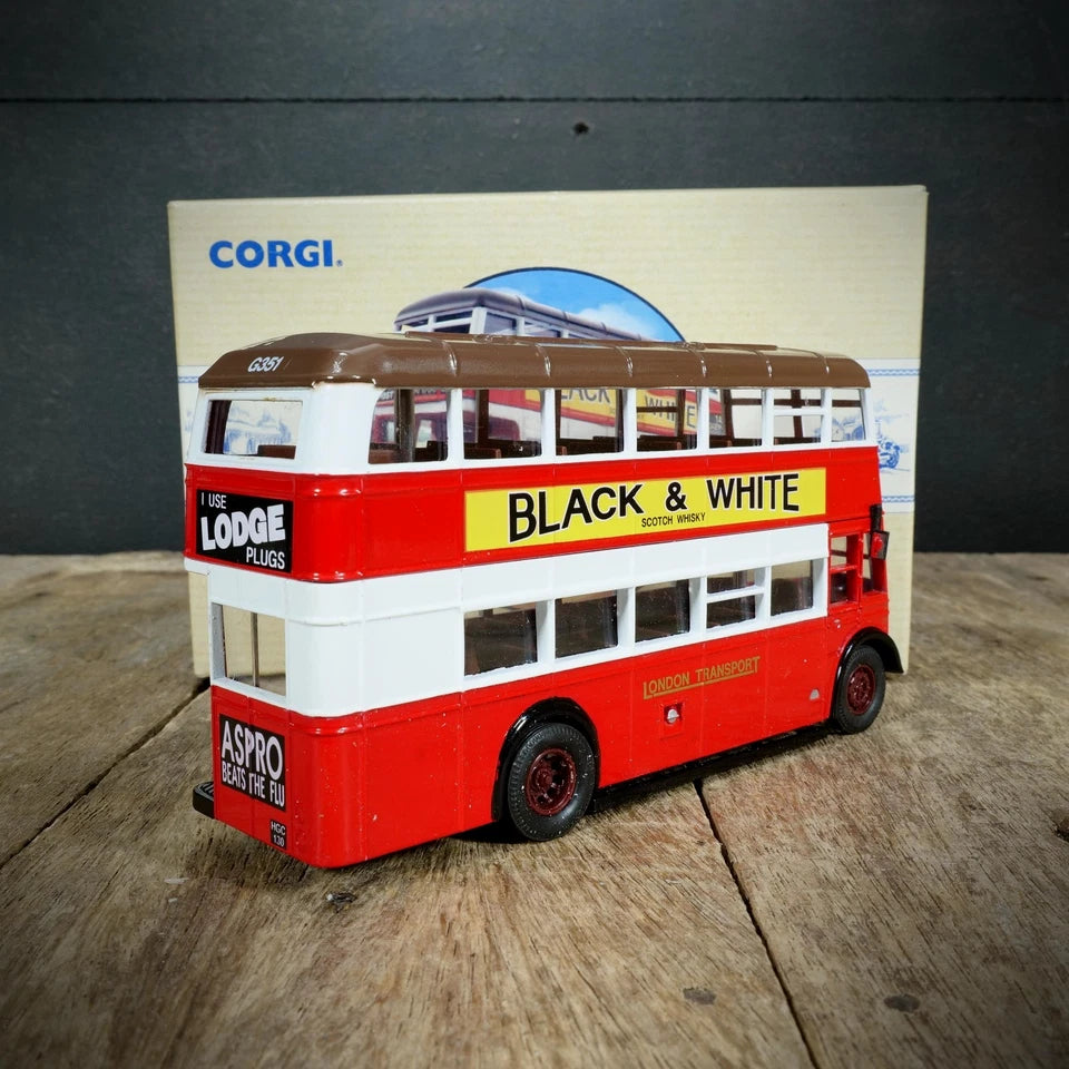 Corgi Guy Arab London Transport Double Decker Bus, Black & White Whisky, Boxed