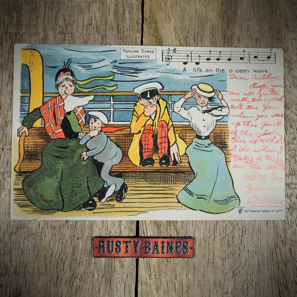 Postcard, Popular Songs Illustrated, Life on the Ocean Waves, Seasick