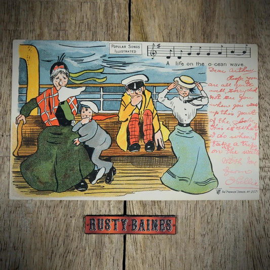 Postcard, Popular Songs Illustrated, Life on the Ocean Waves, Seasick