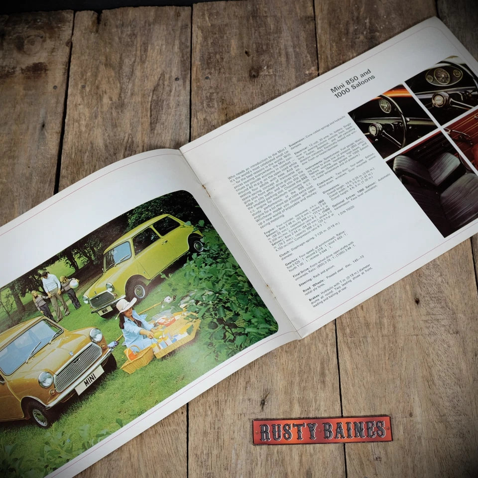 Car Brochure, Morris/British Leyland 1974, Marina/1800/2200/Mini/Clubman/1275GT