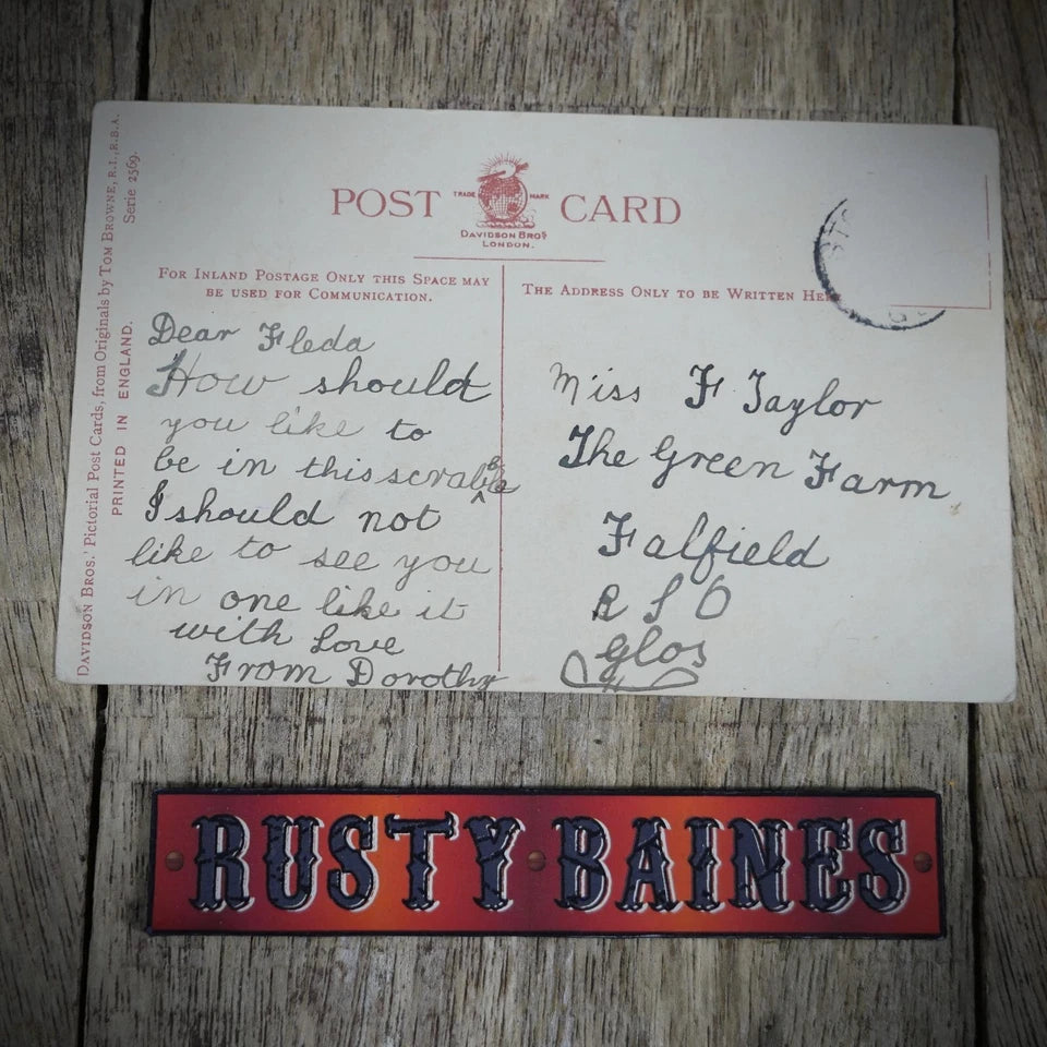 Postcard, Comic, Tom Browne, Hooligan Gang, New Recruit Policeman