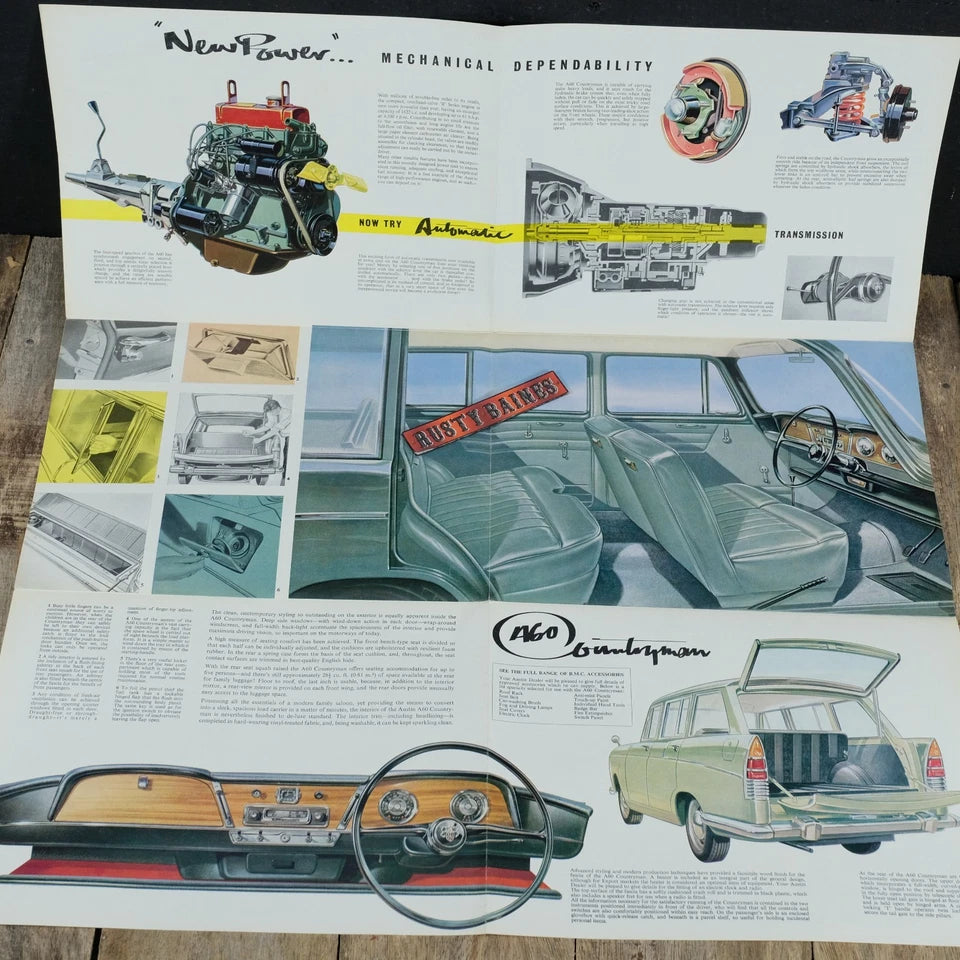 Original Car Brochure, Austin A60 Countryman, Poster Style