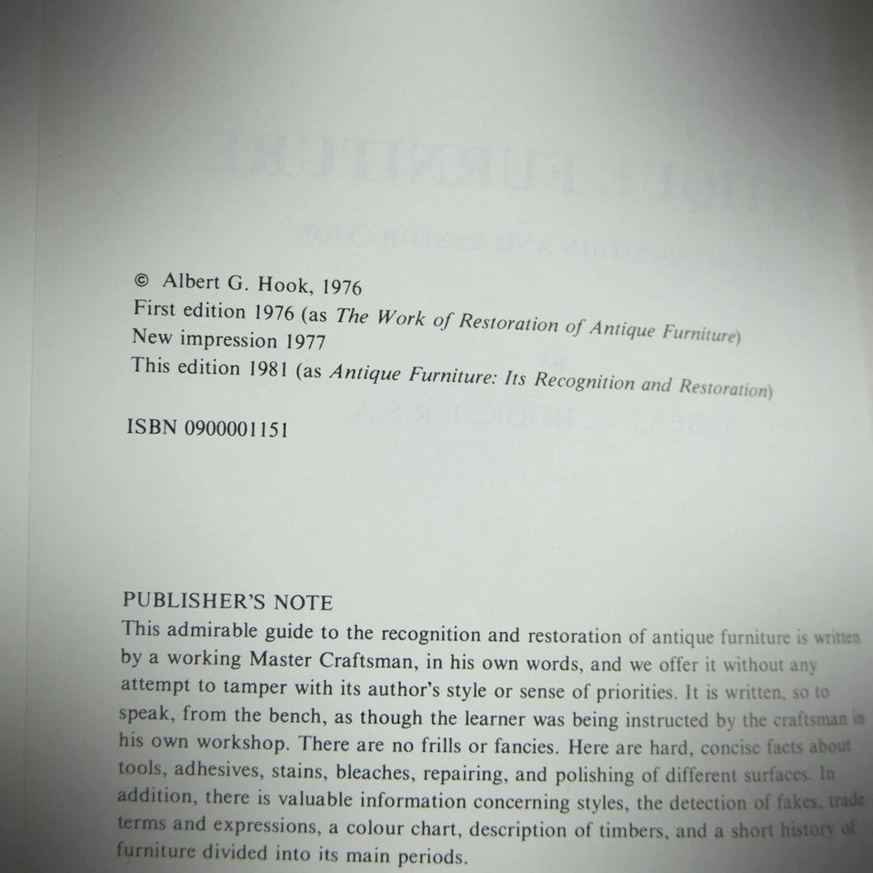 The Wonderful World of Period Furniture, Guide & Restoration, A Hook, Softcover