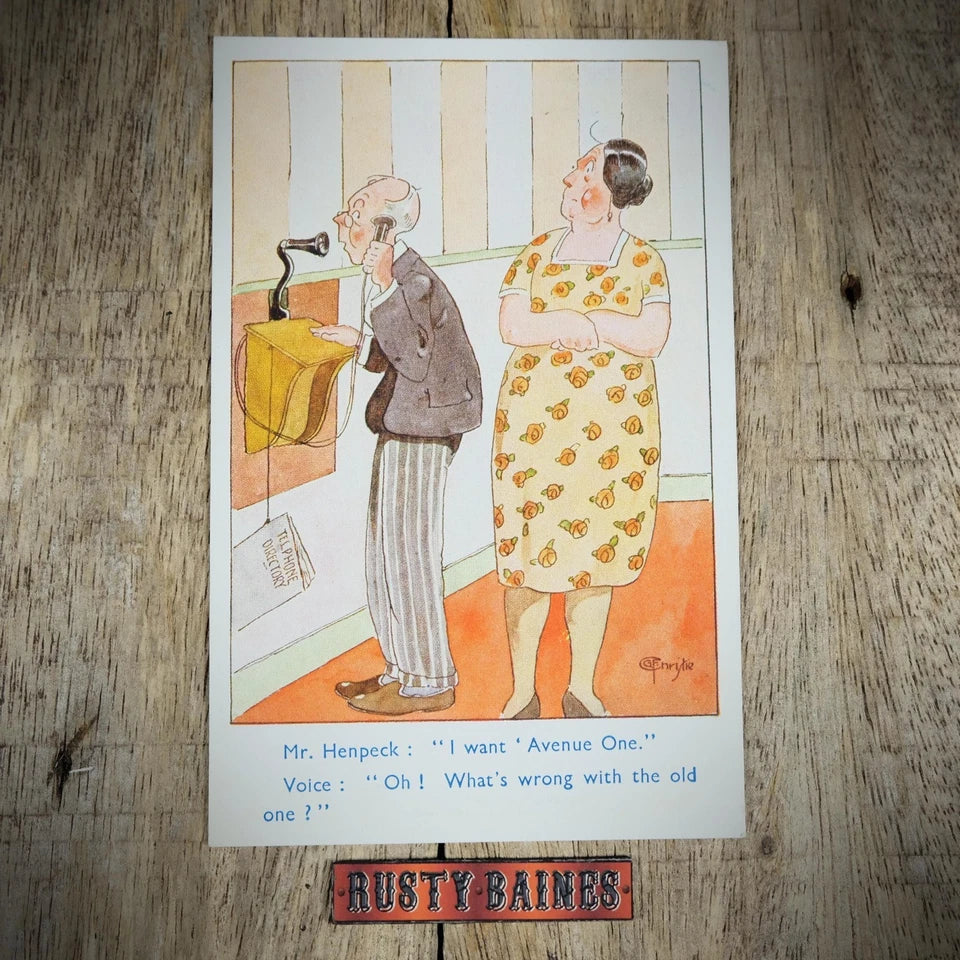 Postcard, Comic/Humour, Candlestick Telephone Confusion