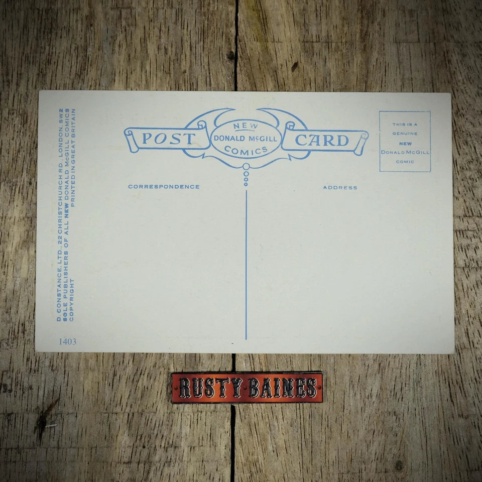 Postcard, Donald McGill Comic, Policeman, Fainted Woman, Bicycle Kilt